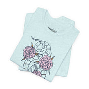 Botanical Snake Unisex Jersey Tee - Stylish Short Sleeve T-Shirt with Floral Design