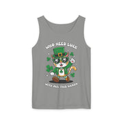Lucky Cat St. Patrick's Day Tank Top | Unisex Garment-Dyed Summer Apparel