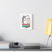 Cute Cat on Books Canvas Print – Whimsical Wall Art for Cat Lovers