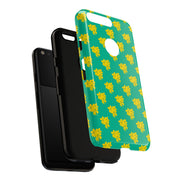 Floral Tough Google Pixel Phone Case - Vibrant Yellow Flowers on Green Background