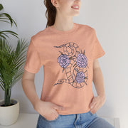 Serpent and Flower Graphic Unisex Tee - Nature-Inspired Design