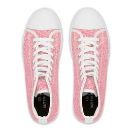 Stylish Pink High Top Sneakers for Women - Trendy Floral Pattern