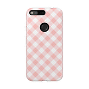 Chic Pink Gingham Google Pixel Phone Case for Tough Protection