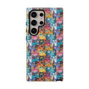 Colorful Cat Pattern Samsung Phone Case - Tough Cases for Cat Lovers