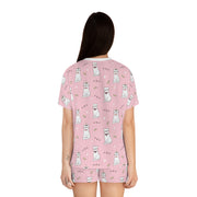 Cute Cat Print Women's Short Pajama Set - Cozy Sleepwear for Cat Lovers