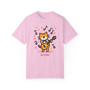 Cute Cat Music T-Shirt - Unisex Garment-Dyed Tee for Animal Lovers