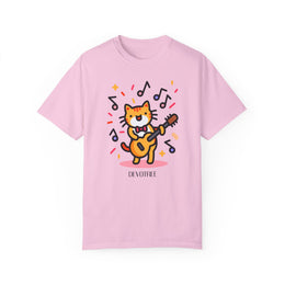 Cute Cat Music T-Shirt - Unisex Garment-Dyed Tee for Animal Lovers