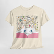Whimsical Cat Reading Unisex Tee - Perfect for Cat Lovers & Bookworms