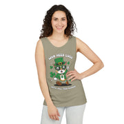 Lucky Cat St. Patrick's Day Tank Top | Unisex Garment-Dyed Summer Apparel