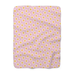 Cozy Sherpa Fleece Blanket with Floral Design - Perfect for Home Decor and Gifting