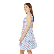 Floral Bow Print Women's Skater Dress - Perfect for Spring & Summer Celebrations