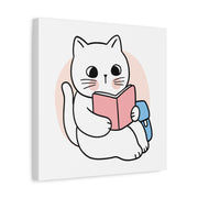 Cute Cat Reading Canvas Art - Perfect for Cat Lovers