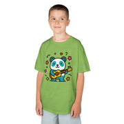 Kids Panda Guitar Tee - Cute Heavy Cotton T-Shirt for Music Lovers