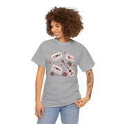 Retro Music Vibe Unisex Heavy Cotton Tee with Cassette and Guitar Design
