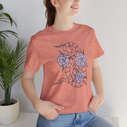 Serpent and Flower Graphic Unisex Tee - Nature-Inspired Design