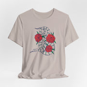 Snake and Roses Unisex Jersey Tee - Stylish Graphic Tee for Nature Lovers