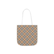 Stylish Plaid Canvas Tote Bag with 5-Color Straps