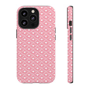 Pink Heart Pattern Tough iPhone Case - Durable Protection for Sweethearts