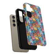 Colorful Cat Pattern Samsung Phone Case - Tough Cases for Cat Lovers