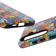 Colorful Cat Pattern Samsung Phone Case - Tough Cases for Cat Lovers