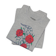 Snake and Roses Unisex Jersey Tee - Stylish Graphic Tee for Nature Lovers
